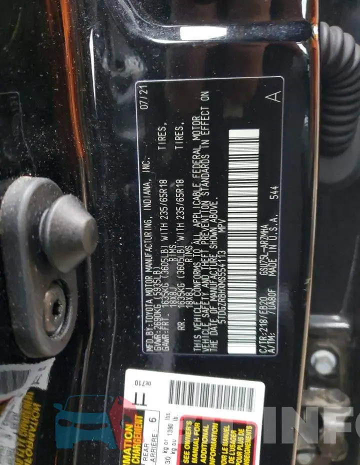 5TDGZRBHXMS554113 Photo# 13