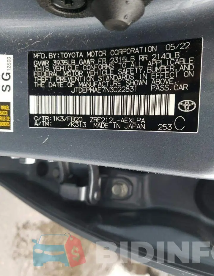 JTDEPMAE7N3022831 Photo# 12