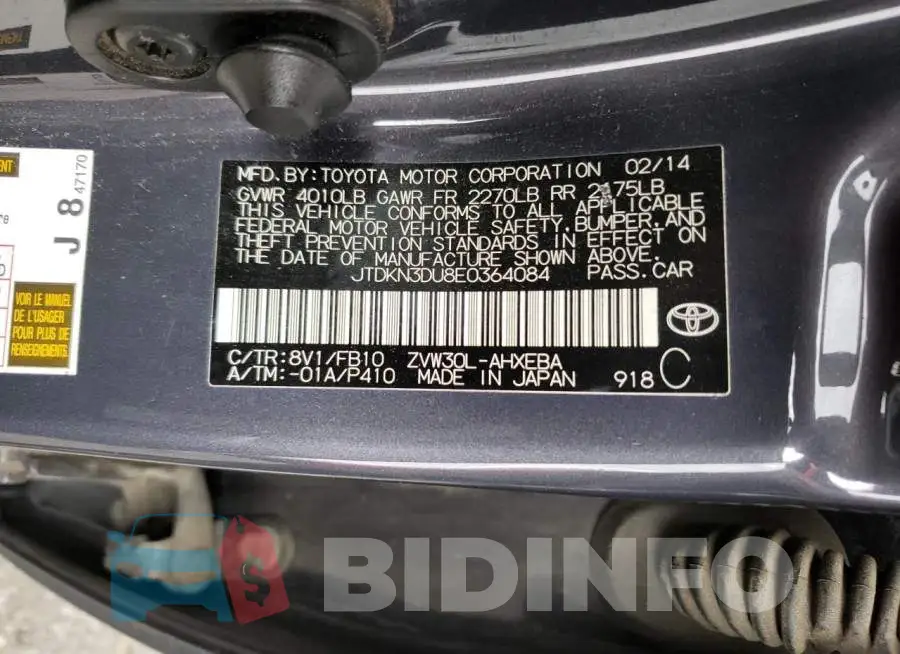 JTDKN3DU8E0364084 Photo# 12