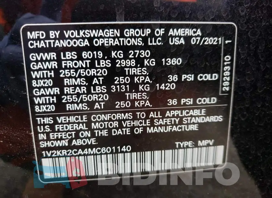 1V2KR2CA4MC601140 Photo# 13