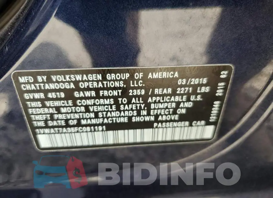 1VWAT7A35FC081191 Photo# 13