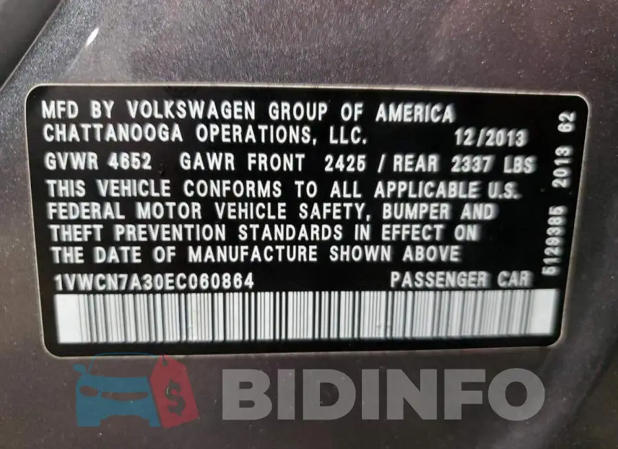 1VWCN7A30EC060864 Photo# 12