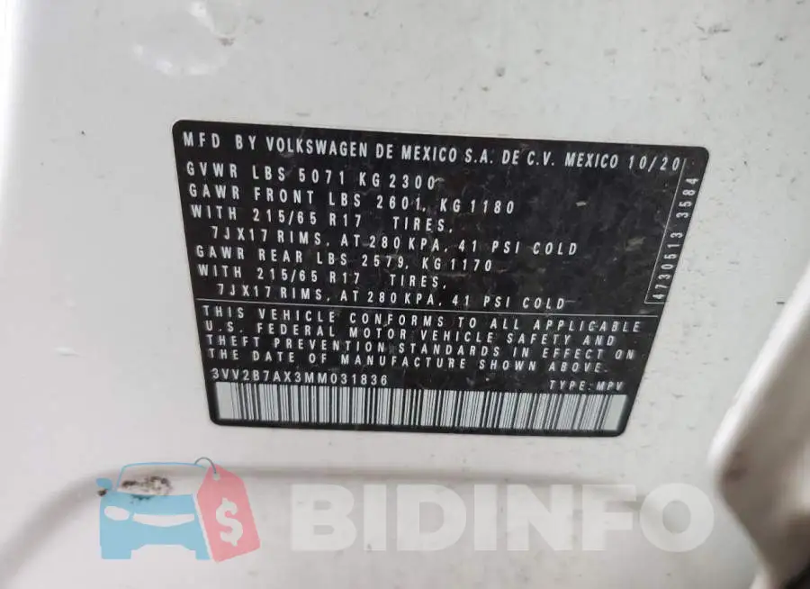 3VV2B7AX3MM031836 Photo# 12