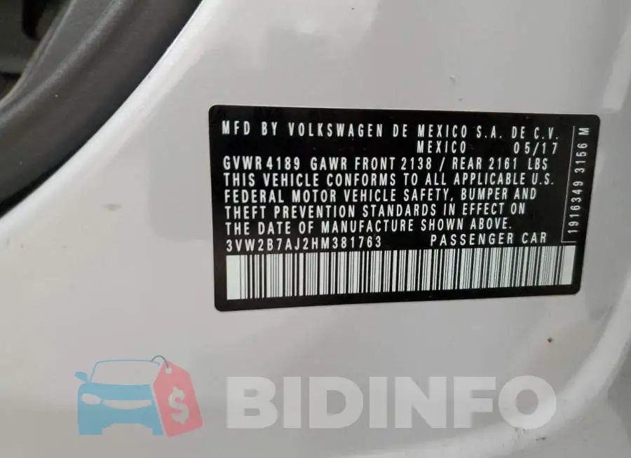 3VW2B7AJ2HM381763 Photo# 12
