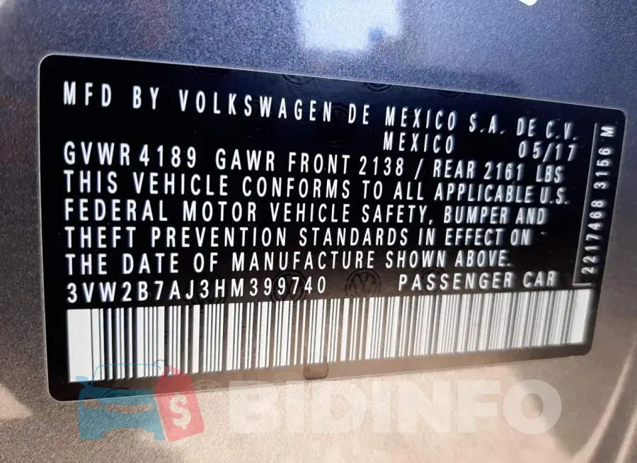 3VW2B7AJ3HM399740 Photo# 12