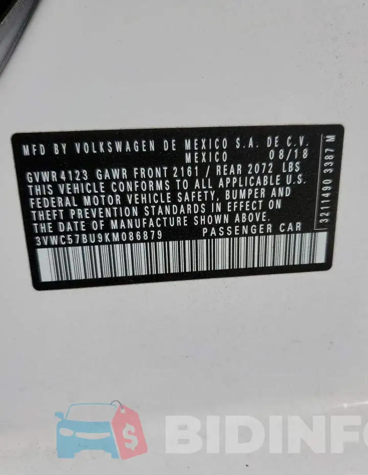 3VWC57BU9KM086879 Photo# 13