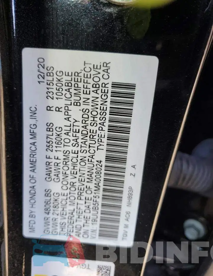 19UUB5F51MA008024 Photo# 10