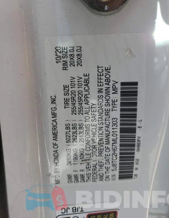5J8TC2H67ML011303 Photo# 13