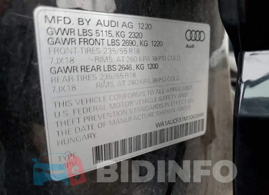 WA1AUCF31M1062898 Photo# 13
