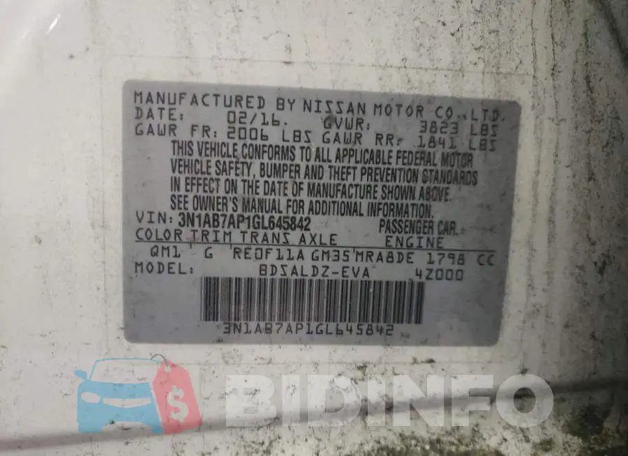 3N1AB7AP1GL645842 Photo# 12
