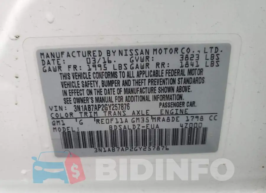 3N1AB7AP2GY257876 Photo# 12
