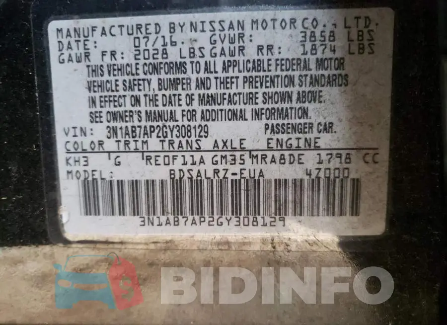 3N1AB7AP2GY308129 Photo# 12