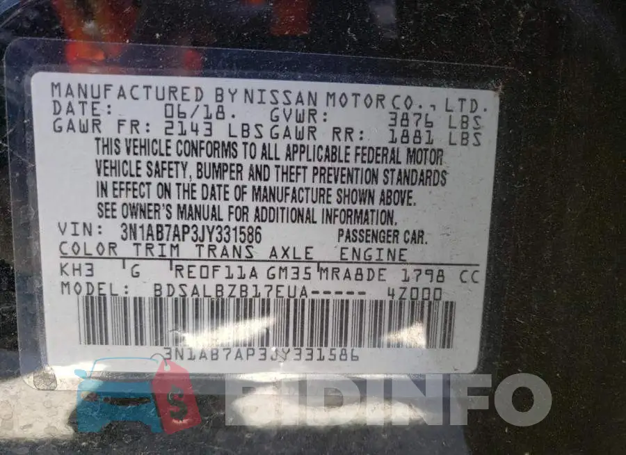 3N1AB7AP3JY331586 Photo# 13