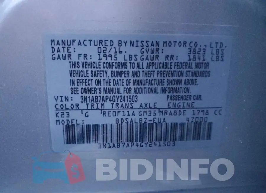 3N1AB7AP4GY241503 Photo# 12