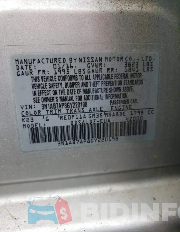 3N1AB7AP8GY220198 Photo# 12