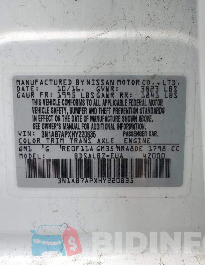3N1AB7APXHY220835 Photo# 12