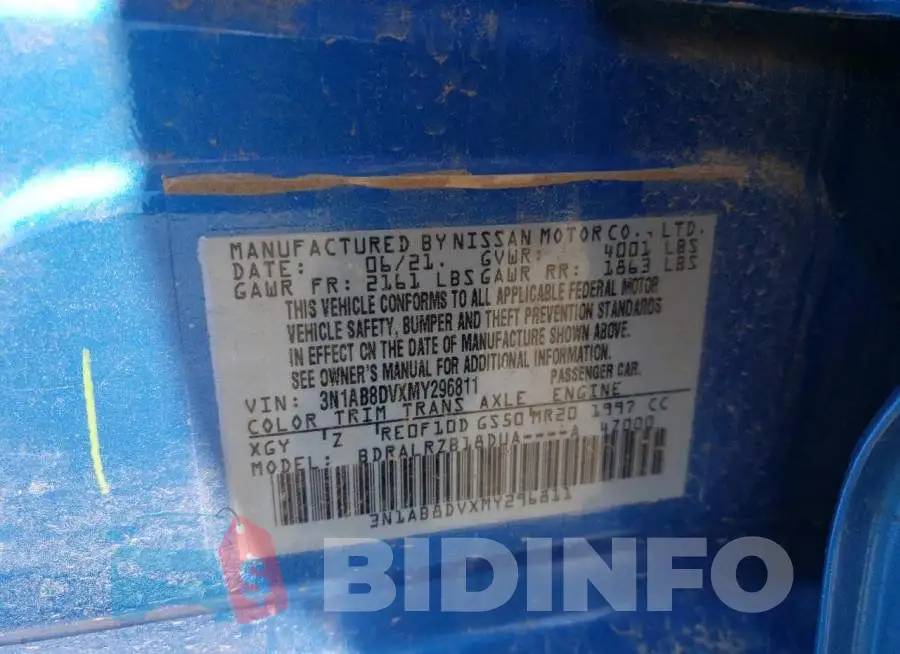 3N1AB8DVXMY296811 Photo# 10