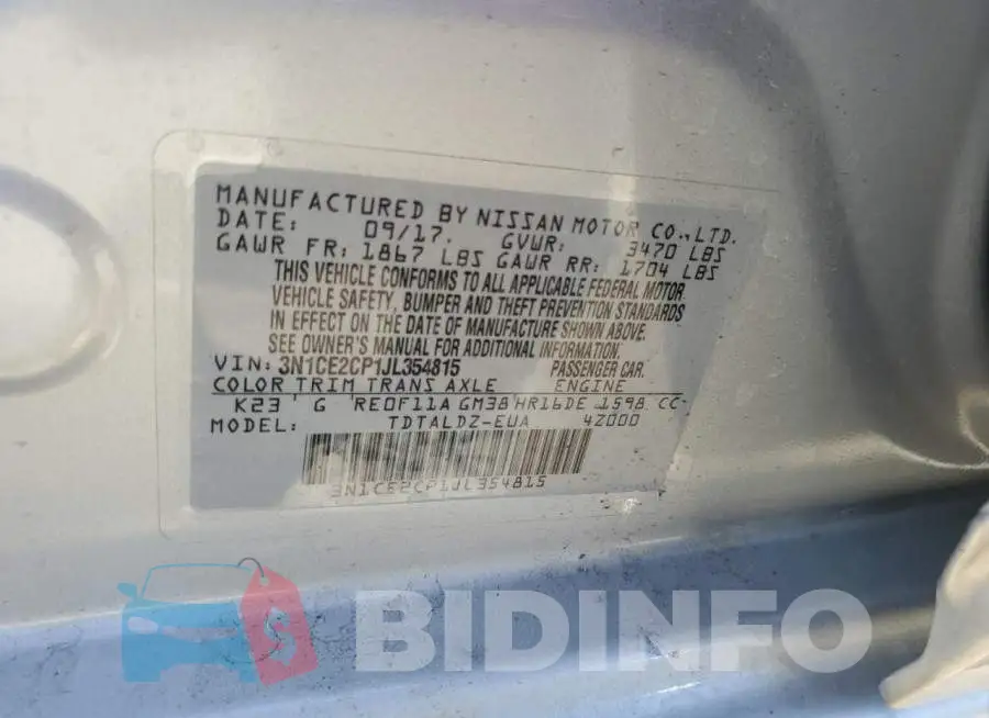 3N1CE2CP1JL354815 Photo# 13