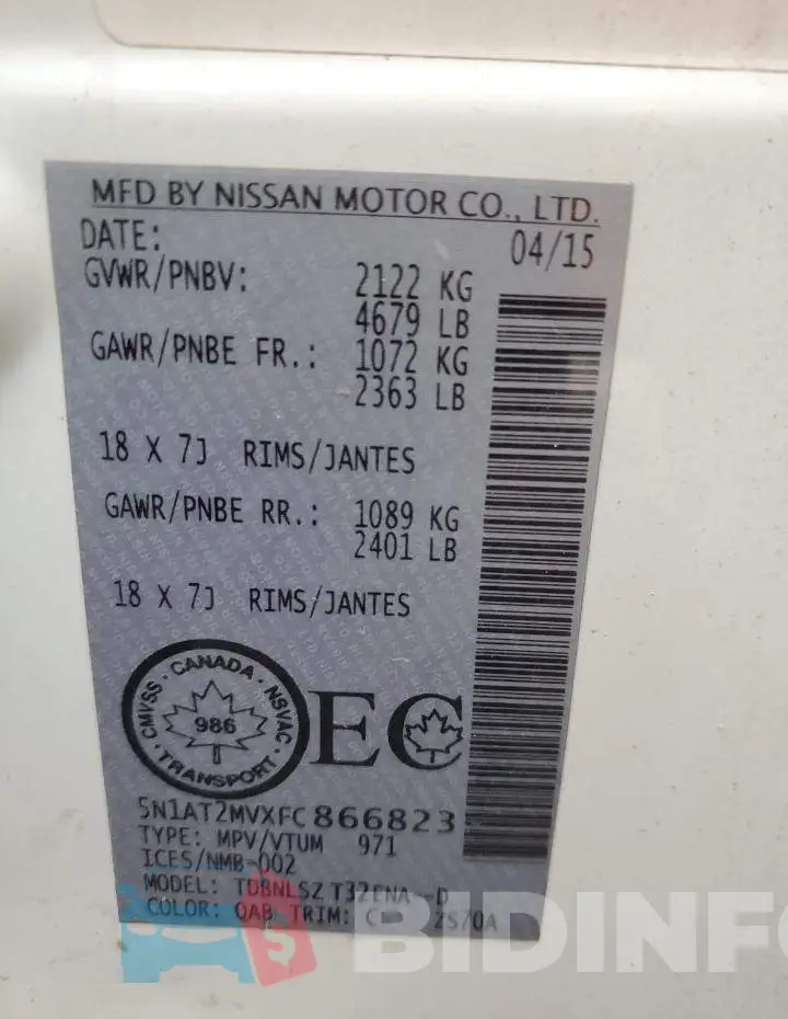5N1AT2MVXFC866823 Photo# 13