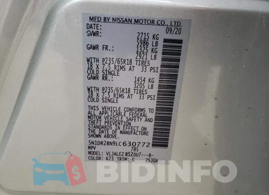 5N1DR2BN9LC630772 Photo# 13