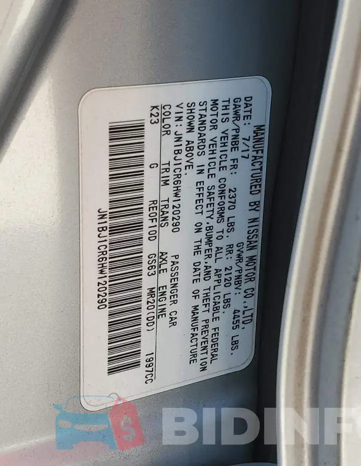 JN1BJ1CR6HW120290 Photo# 13