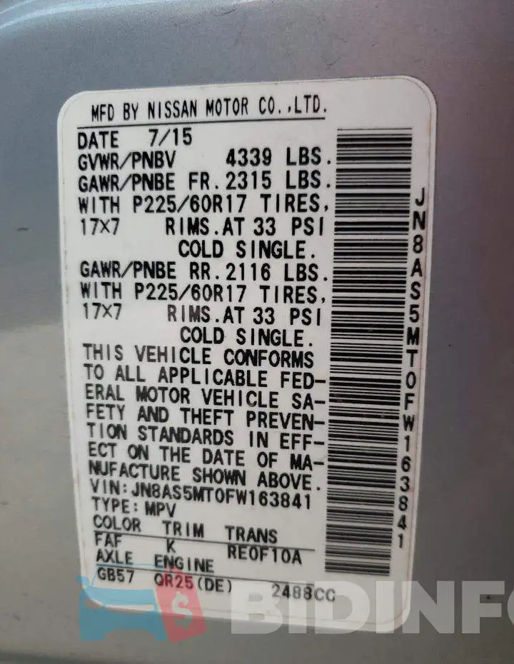 JN8AS5MT0FW163841 Photo# 12