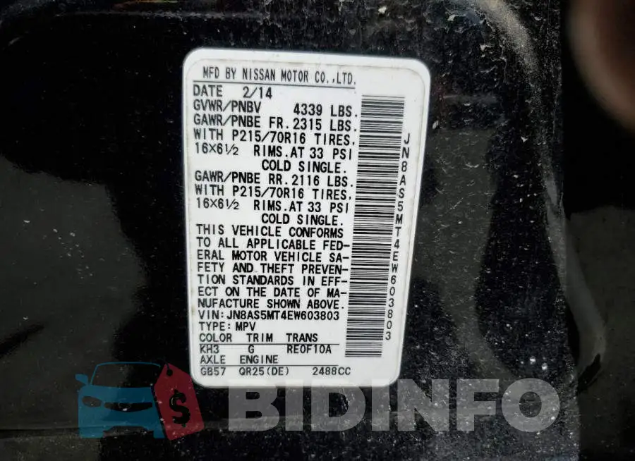 JN8AS5MT4EW603803 Photo# 13