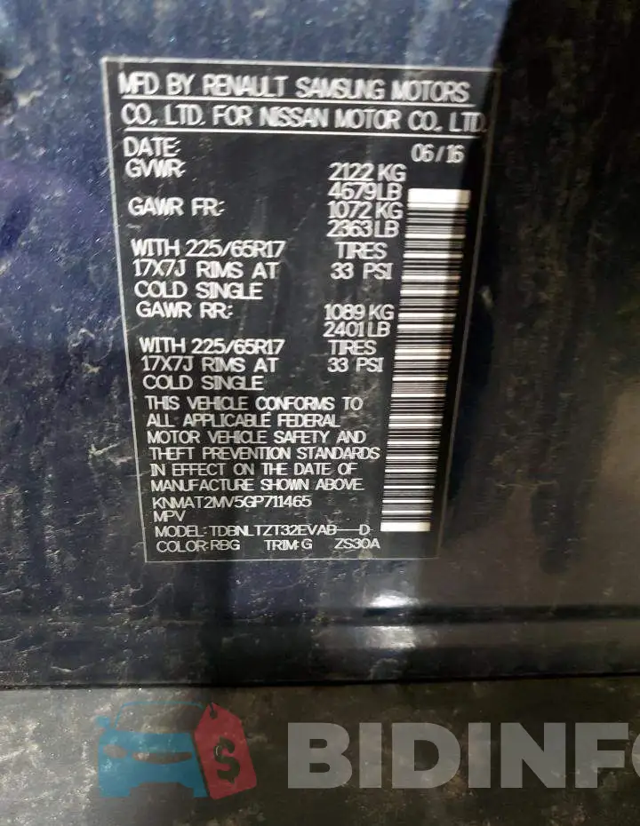 KNMAT2MV5GP711465 Photo# 14