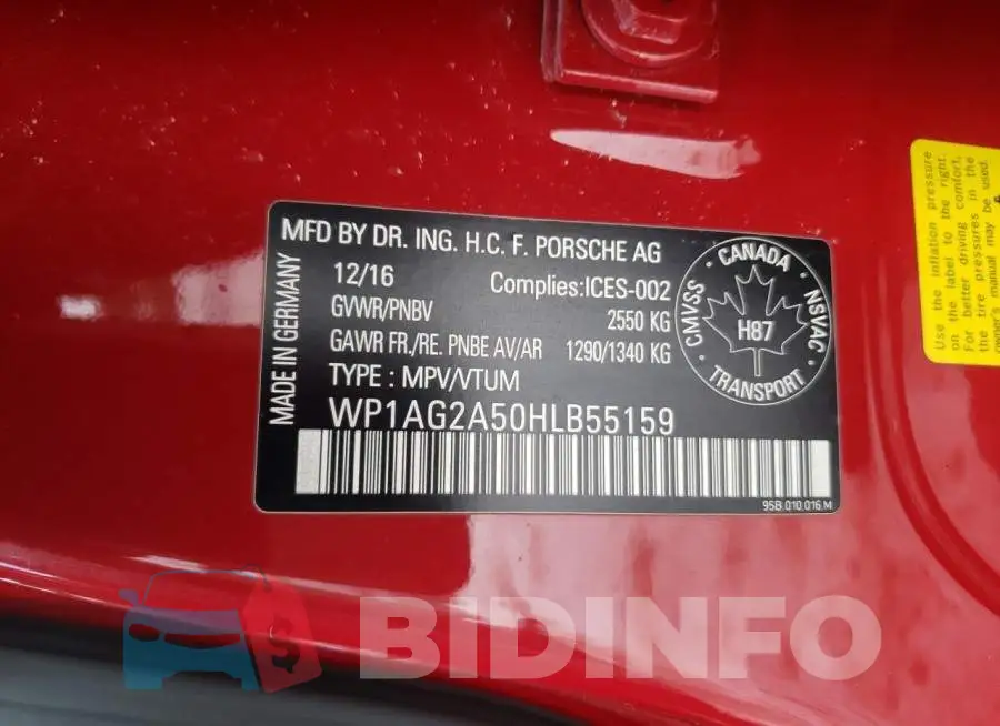 WP1AG2A50HLB55159 Photo# 14