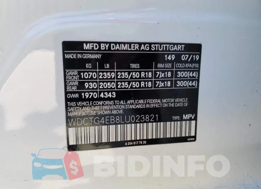 WDCTG4EB8LU023821 Photo# 13