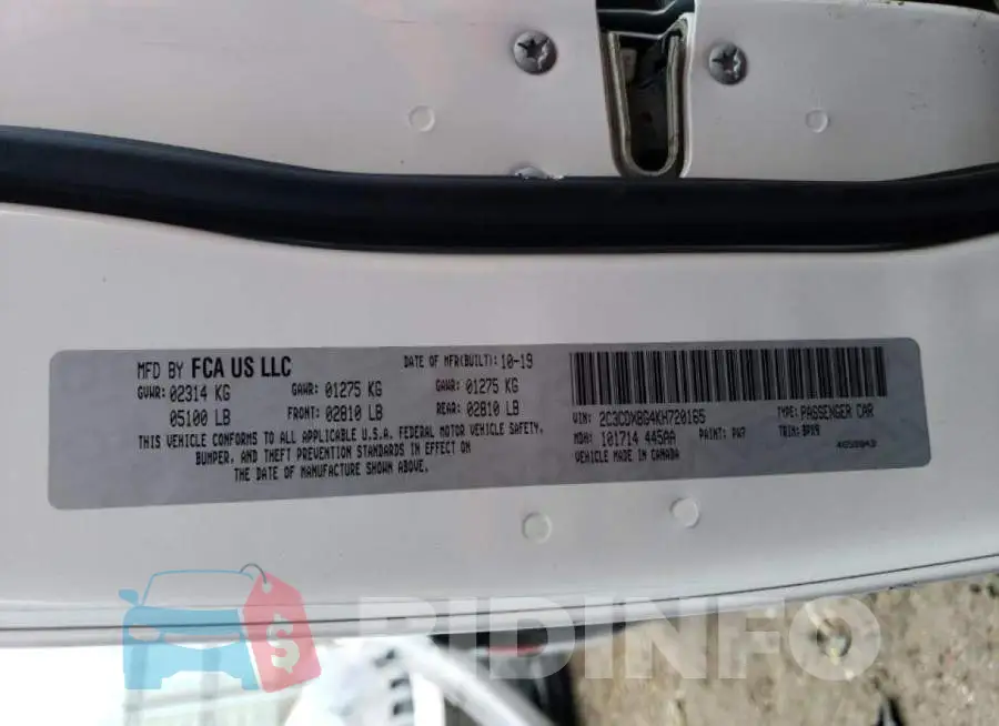 2C3CDXBG4KH720165 Photo# 12