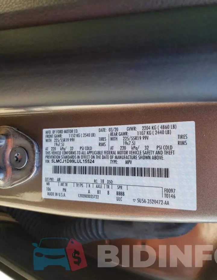 5LMCJ1D99LUL15524 Photo# 12
