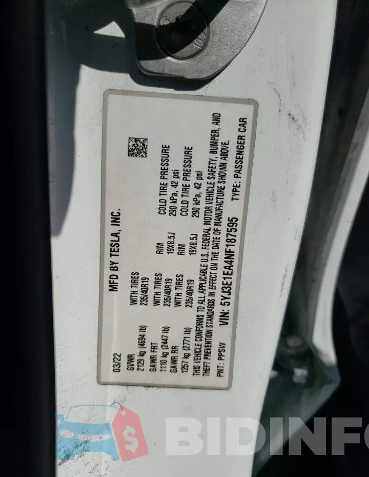 5YJ3E1EA4NF187595 Photo# 12