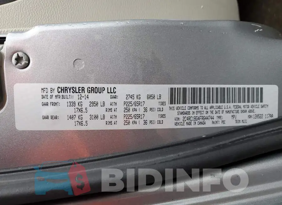 2C4RC1BG4FR644744 Photo# 13