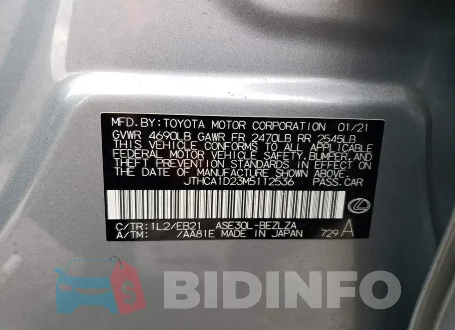 JTHCA1D23M5112536 Photo# 12