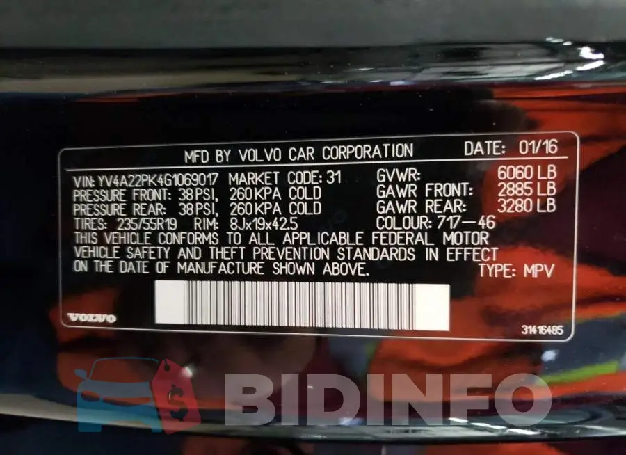 YV4A22PK4G1069017 Photo# 13