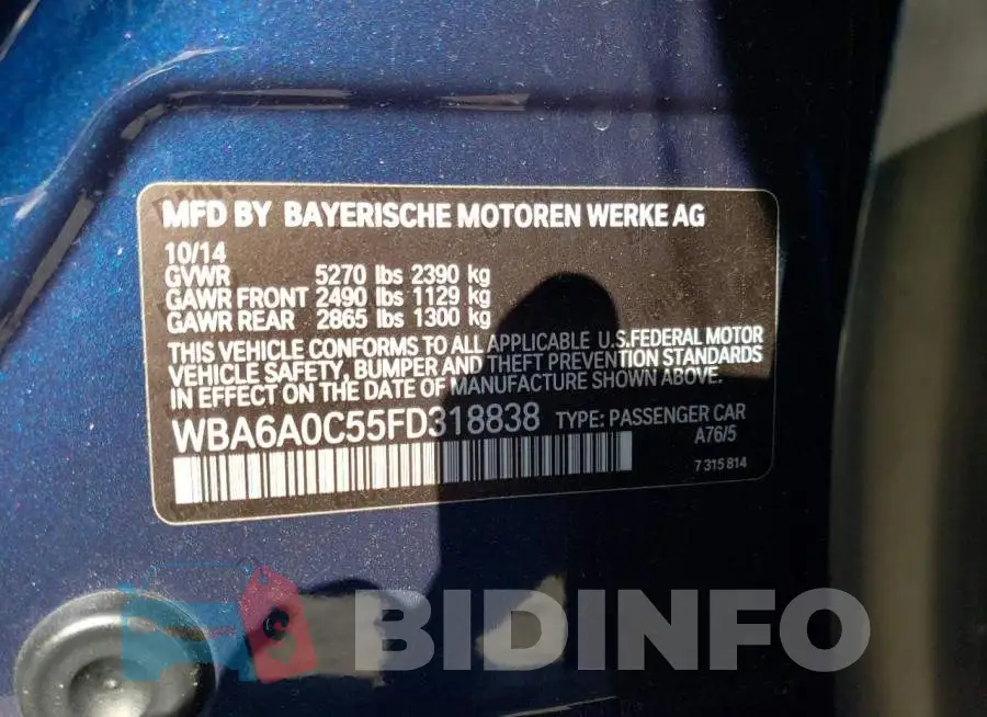 WBA6A0C55FD318838 Photo# 12