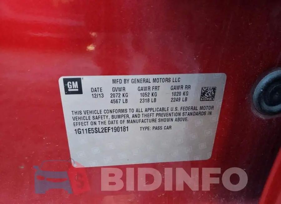 1G11E5SL2EF190181 Photo# 12