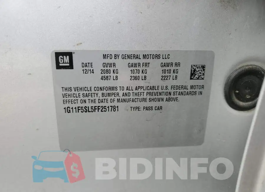 1G11F5SL5FF251781 Photo# 12
