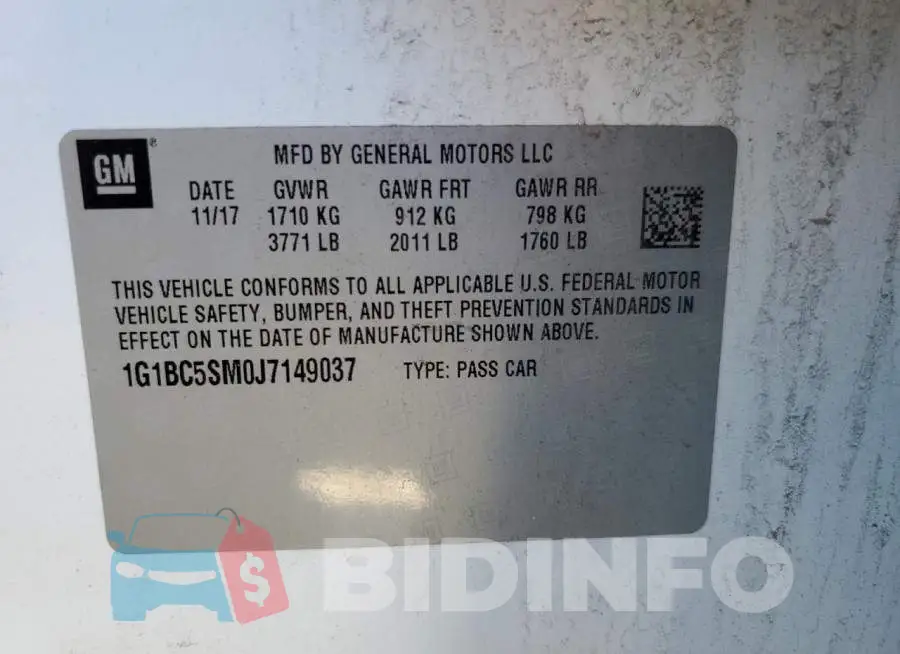 1G1BC5SM0J7149037 Photo# 13