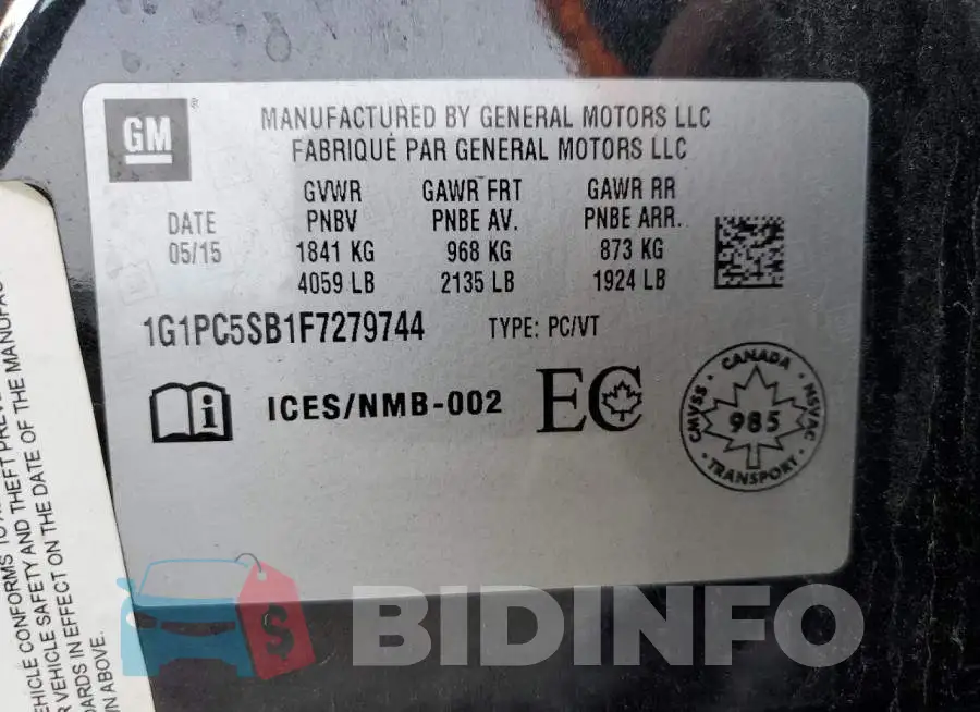 1G1PC5SB1F7279744 Photo# 12