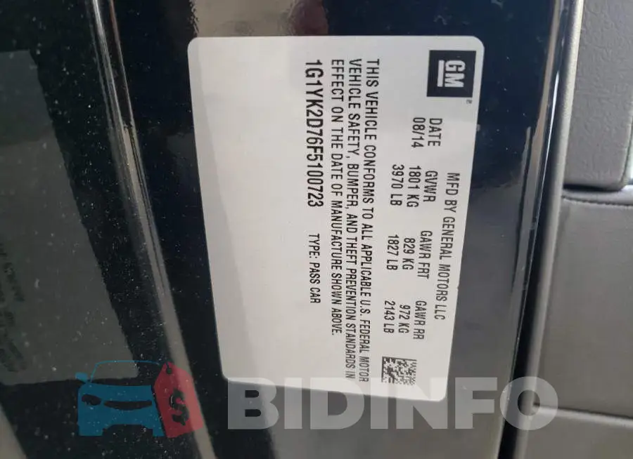 1G1YK2D76F5100723 Photo# 12