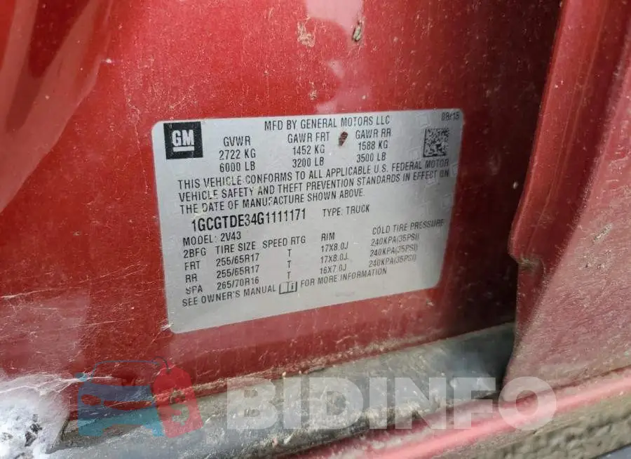 1GCGTDE34G1111171 Photo# 12