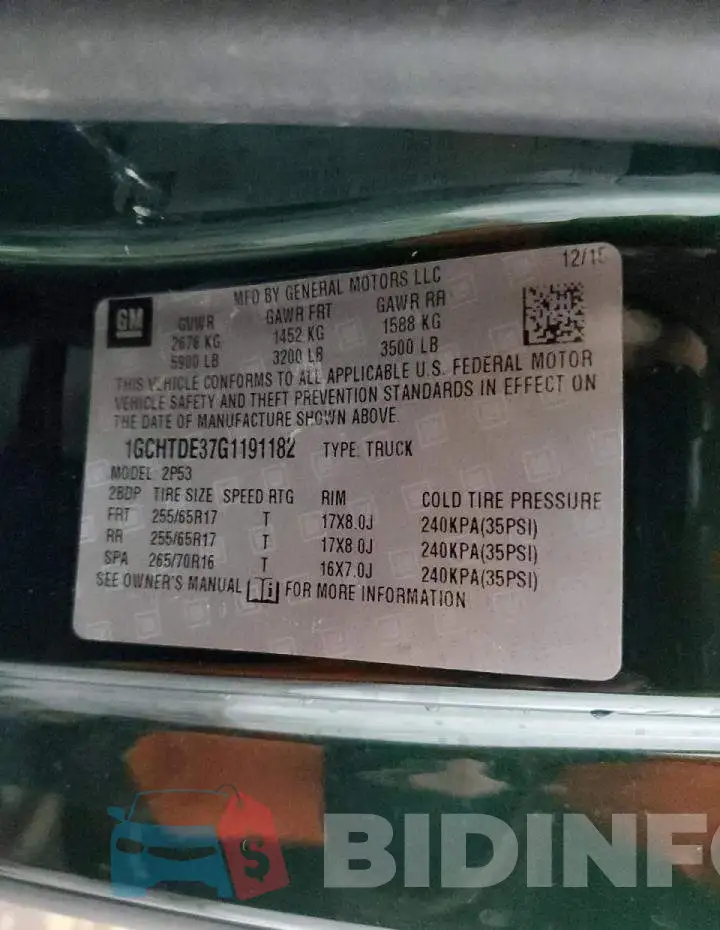 1GCHTDE37G1191182 Photo# 12