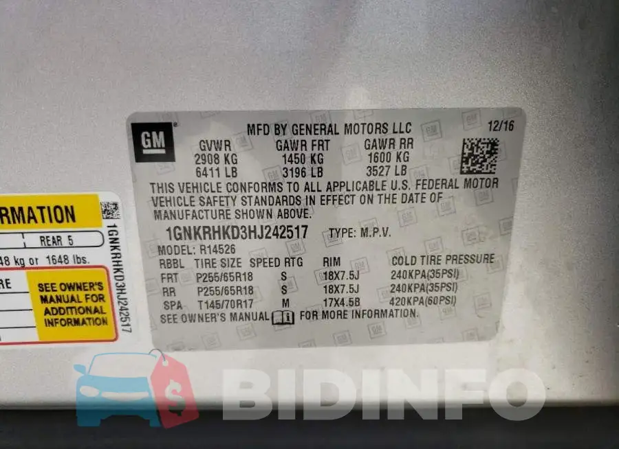 1GNKRHKD3HJ242517 Photo# 13