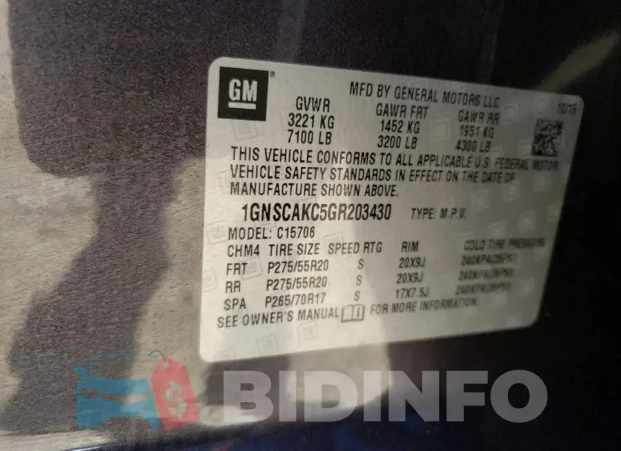 1GNSCAKC5GR203430 Photo# 13