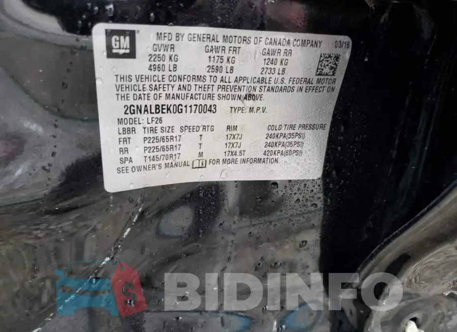 2GNALBEK0G1170043 Photo# 13