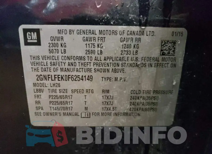 2GNFLFEK0F6254149 Photo# 13