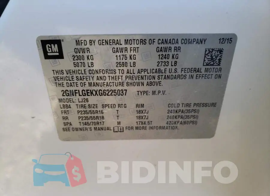 2GNFLGEKXG6225037 Photo# 12