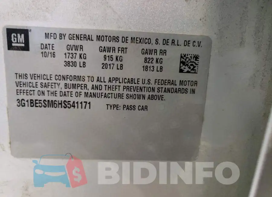3G1BE5SM6HS541171 Photo# 12